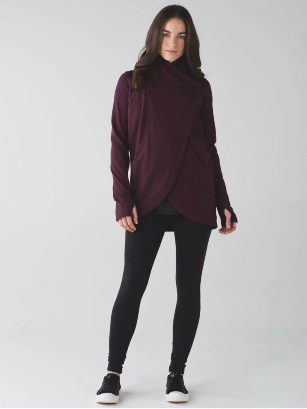 lululemon athletica Burgundy Asymmetrical Cowl Neck Sweater